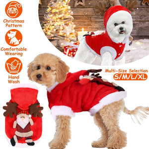 1Pc Pet Christmas Clothes Santa Claus Reindeer Antlers Costume Winter Outfit New Year Coat For Small Medium Dogs Cats